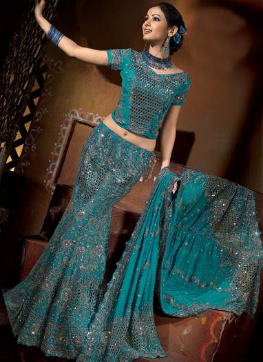 beautiful-blue - Bridal lengha-rochia de mireasa a femeilor din India