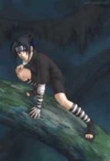 Sasuke stand pe copac - Uchiha Sasuke