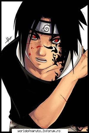 Sasuke cu semnul blestemat pe fata - Uchiha Sasuke