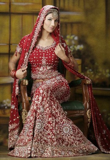 bridal lengha choli019 - Bridal lengha-rochia de mireasa a femeilor din India