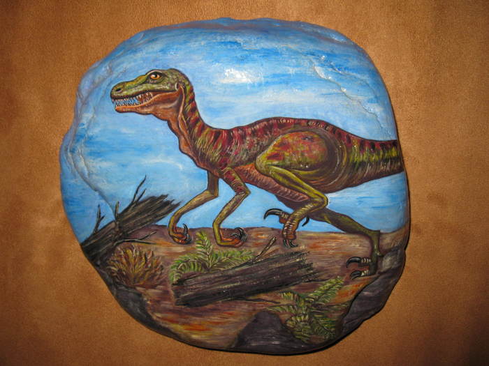 Velociraptor; Pictura in acrilic,pictat de Gaspar Melinda
