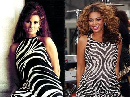 Raquel Welch (1965) si Beyoncé - Ce se poarta acum era la moda si pe vremuri