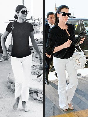 Jacqueline Onassis (1969) si Anne Hathaway - Ce se poarta acum era la moda si pe vremuri