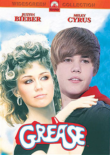  - Justin Bieber vrea sa se pupe cu Miley Cyrus in Grease