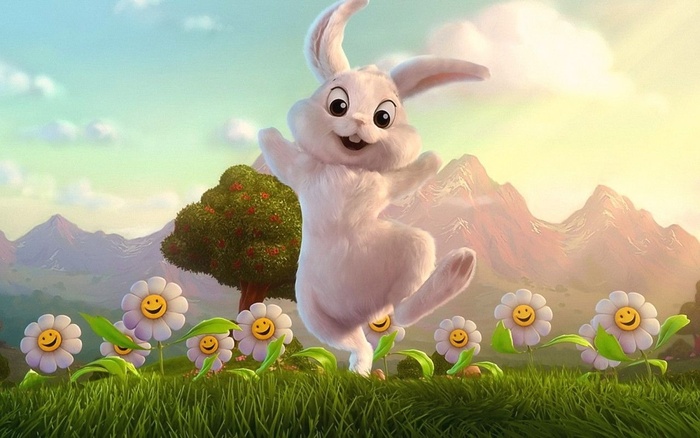 happy_bunny_and_flowers_wallpapers_17840-1280x800 - O_o Amazing Flowers O_o