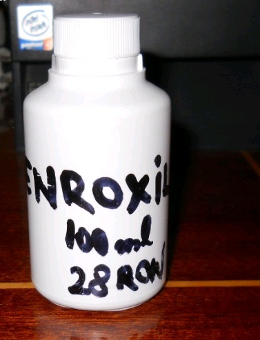 enroxil; Pentru coriza,0,5 ml la un litru de apa
