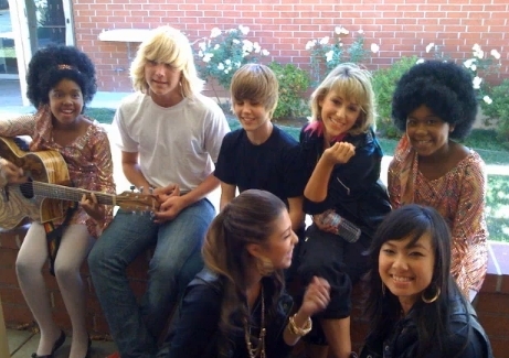  - Justin Bieber and girls in school where he teaches
