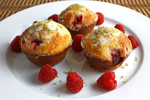 Raspberry  and Lime Muffins Three 500 - muffins