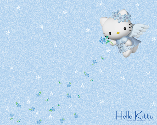 hello kitty ingerash albastru 3d - Poze cu Hello Kitty