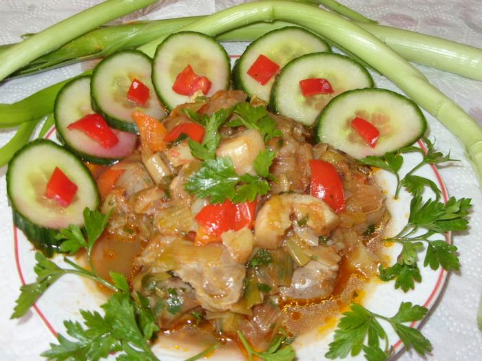 mancare de praz cu pipote si inimi(excelenta) - CATE CEVA DIN BUCATARIA MEA