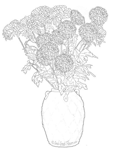 Crizanteme In Vaza Flori De Toamna Imagini De Colorat Flori Anamaria130