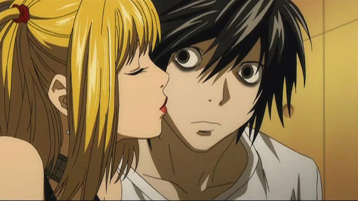 misa-gives-L-a-peck - x - Misa Amane