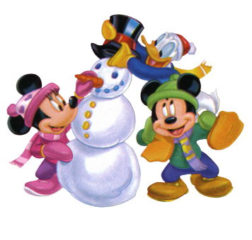 winter-snowman-mickey-donald-minnie - mickey mouse