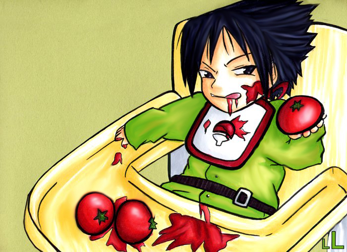 Sasuke__The_Tomato_Massacre_by_LittleLetty - so cute