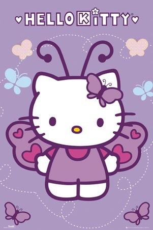lggn0469+butterfly-hello-kitty-poster - Poze cu Hello Kitty