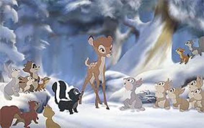 bambi; intr-o zi frumoasa de iarna
