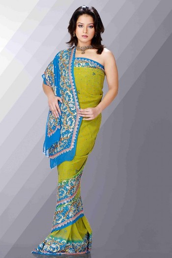 Green-and-Blue-Indian-Georgette-Saree-2011-for-Eid-520x780 - Sari-uri1