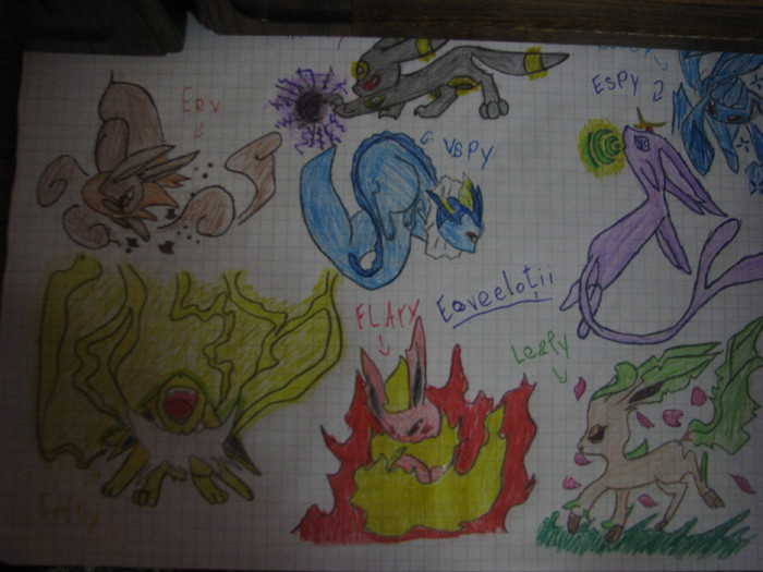 Eeveelutii! - Desene cu pokemoni facute de mine