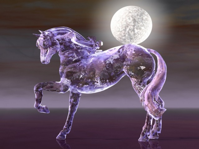 Glass_horse_figure_with_moon_against_night_sky - imagini