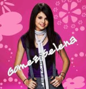 Selena pe funadl roz cu floricele - Selena Gomez