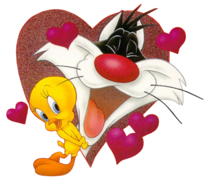 Valentine-Tweety-Sylvester-Hearts - Tweety xoxo