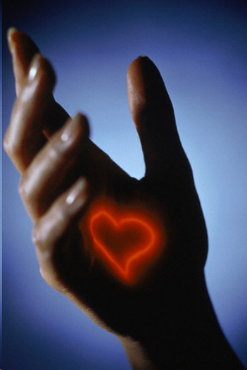 Hand with laser heart