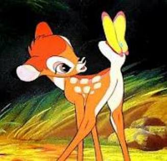 Bambi cu fluturas  pe coditza - Personaje din desene animate