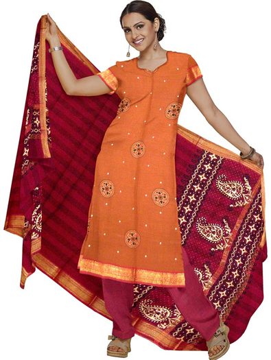 South-handloom-cotton-block-printed-salwar-suit-with-printed-handloom-chunni-and-plain-salwar