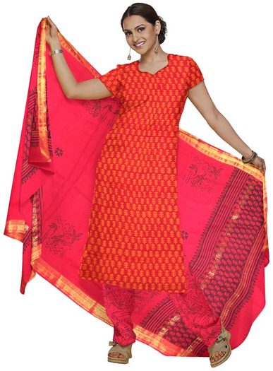 Rapid-printed-cotton-handloom-top-with-zari-border-printed-dupatta