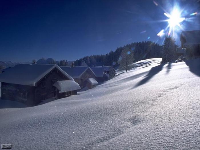 cabane_acoperite_de_zapada - peisaje de iarna