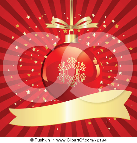 72184-Royalty-Free-RF-Clipart-Illustration-Of-A-Red-And-Gold-Snowflake-Christmas-Ornament-Over-A-Bur