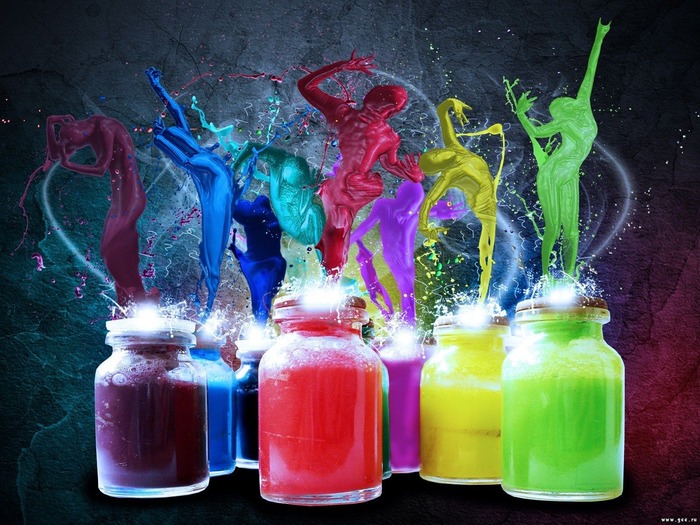 BottleColourfullPaintWallpaper - Color of life