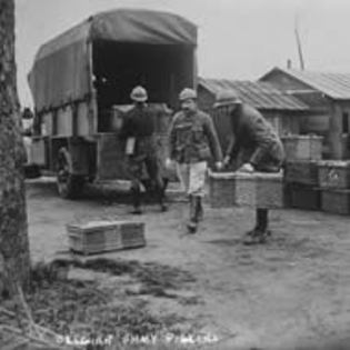Pigeons being transported WW1