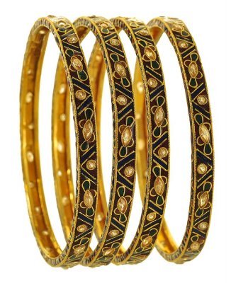 Meena-Work-Gold-Plated-Silver-Bangles-1 - Bratari indiene