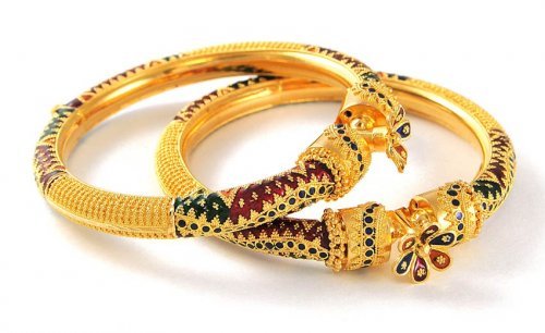 Meena-Work-Gold-Plated-Silver-Bangles-2 - Bratari indiene