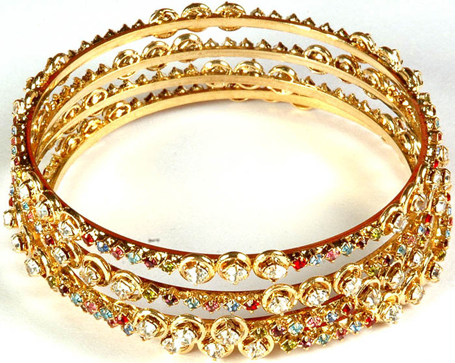 Meena-Work-Gold-Plated-Silver-Bangles-6 (1) - Bratari indiene