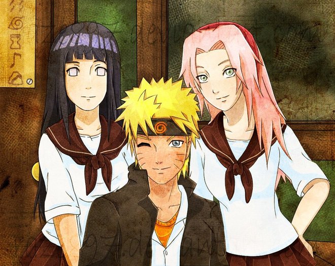 Naruto;Hinata and Sakura - Students