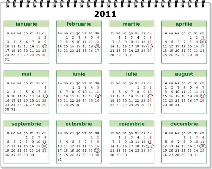 calendarul pe 2011 cu targurile de la CLuj