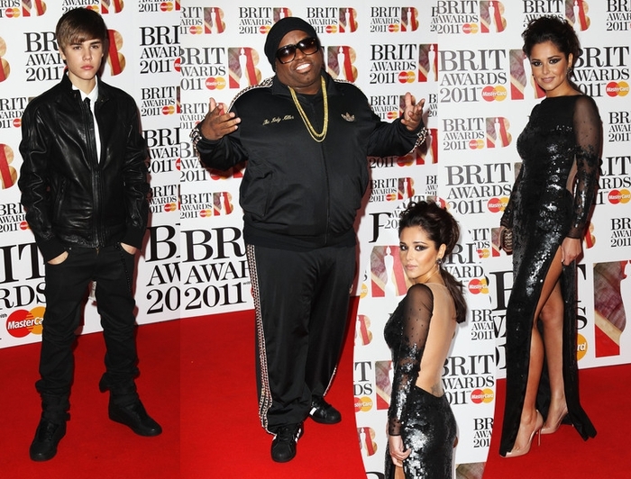 Justin-Bieber-Cee-Lo-Green-si-Cheryl-Cole-pe-covorul-rosu-la-BRIT-Awards-2011 - poze modificate cu Justin Bieber