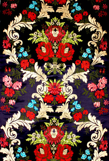 navyblue_luxurious_brocade_with_large_flowers_sfa10 - PICTURI SCULPTURI SI ALTE OBIECTE INDIENE