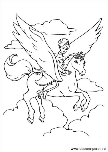 Barbie Pegasus desene de colorat 3 - x - Buna - AmNevoieDeIdeileTale
