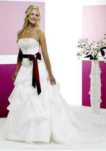 A-line-Princess-Strapless-Sleeveless-Satin-Red-Wedding-Dress