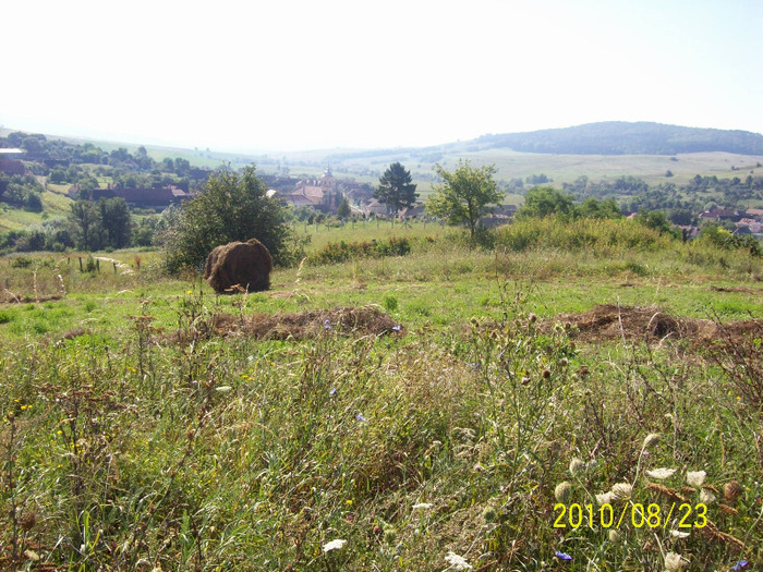 Satul vazut in amurg de pe Dealul Bisericii .