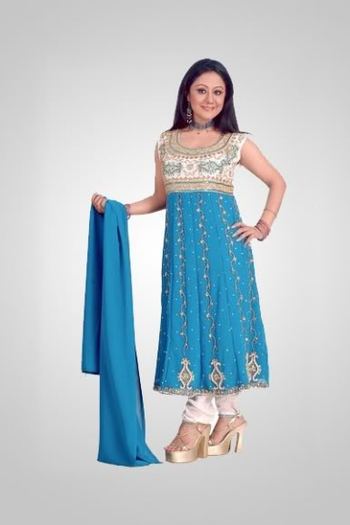 BlueandWhiteArtSilkandGeorgetteWeddingSalwarKameez