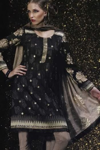 EmbroideredBlackandGrayCrepeSilkWeddingSalwarKameez