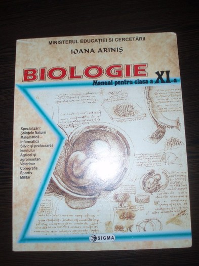 Vand manual biologie Ioana Arinis clasa 11 XI; Vand manual biologie Ioana Arinis clasa 11 XI
