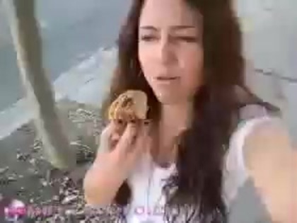   (266) - Miley Cyrus filming herself eating a big cookie - Captures