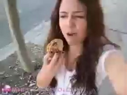   (267) - Miley Cyrus filming herself eating a big cookie - Captures