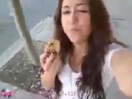   (280) - Miley Cyrus filming herself eating a big cookie - Captures