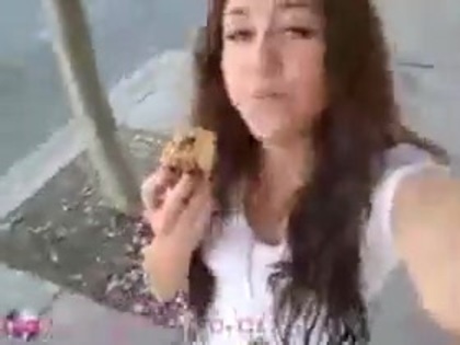   (281) - Miley Cyrus filming herself eating a big cookie - Captures